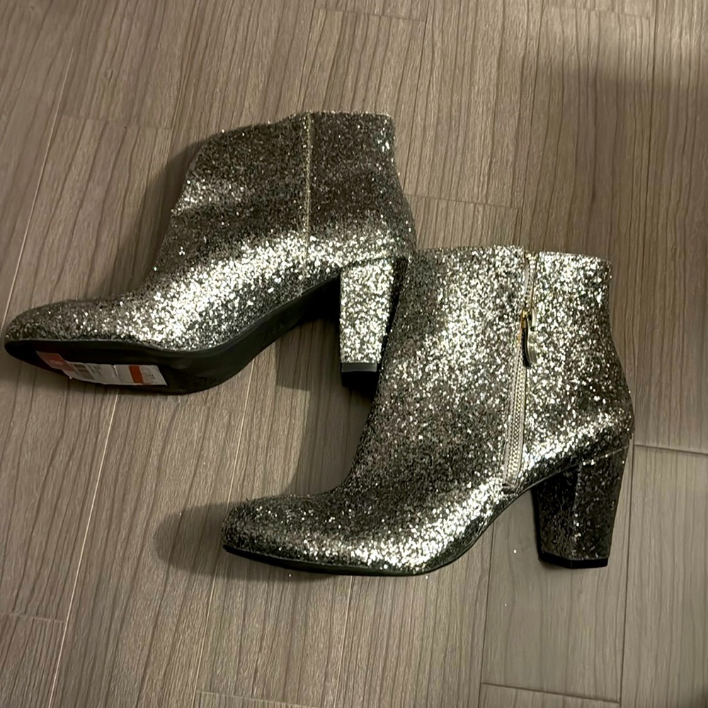silver glitter shoe boots